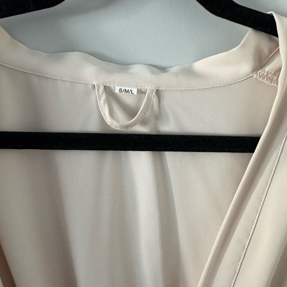 Cream Colored Robe with Ruffle Sleeves and Ruffle Hem - Picture 5 of 6